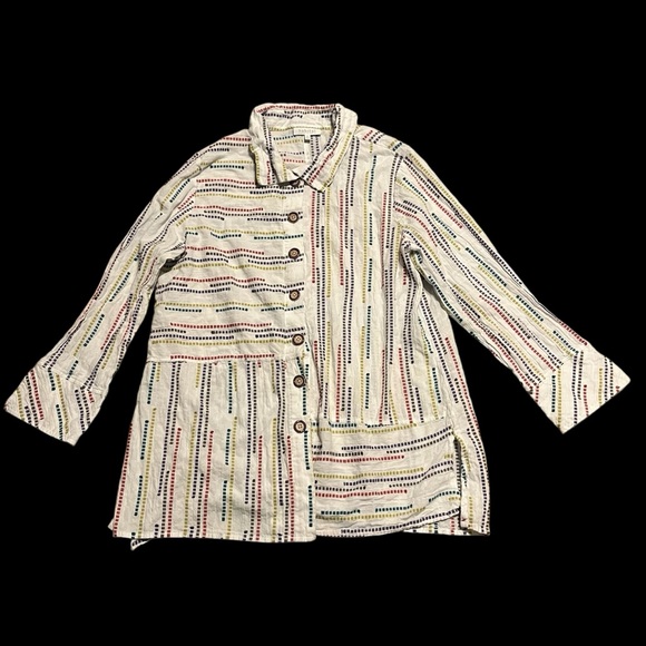 Habitat Jackets & Blazers - Habitat Cotton Striped Multicolor woven‎ Women's Button Down Shirt medium